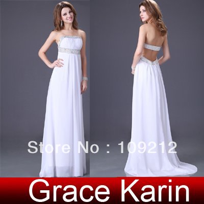 EMS Free Shipping 1pc/lot GK Long Stunning Strapless Sexy Chiffon Summer Dresses 8 Size 2012 CL2426
