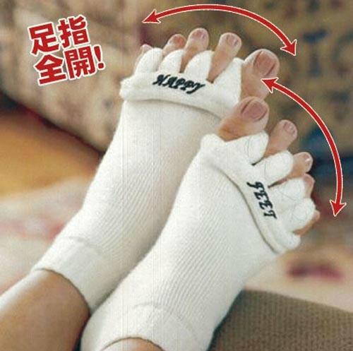 EMS Free Shipping 50pairs/lot Happy Feet Foot Alignment Socks As Seen On TV Comfy Toes Sleeping Socks Massage Five Toe Socks
