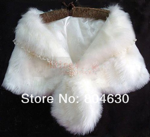 EMS free shipping 5pcs/lot long plush collar lace pearl ball fashion bride shawl party cloak