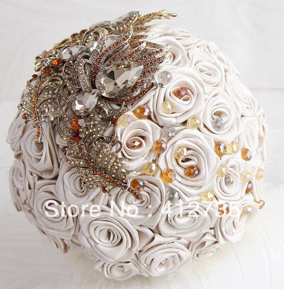 EMS Free shipping Advanced personalized custom DIY shiny rhinestones cloth bridal bouquet