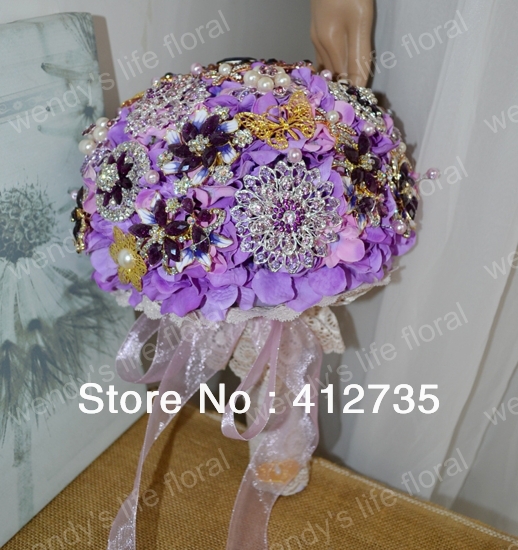 EMS Free Shipping,European popular Luxurious pink purple beadwork bride hand flowers/wedding bouquet/Photography Props