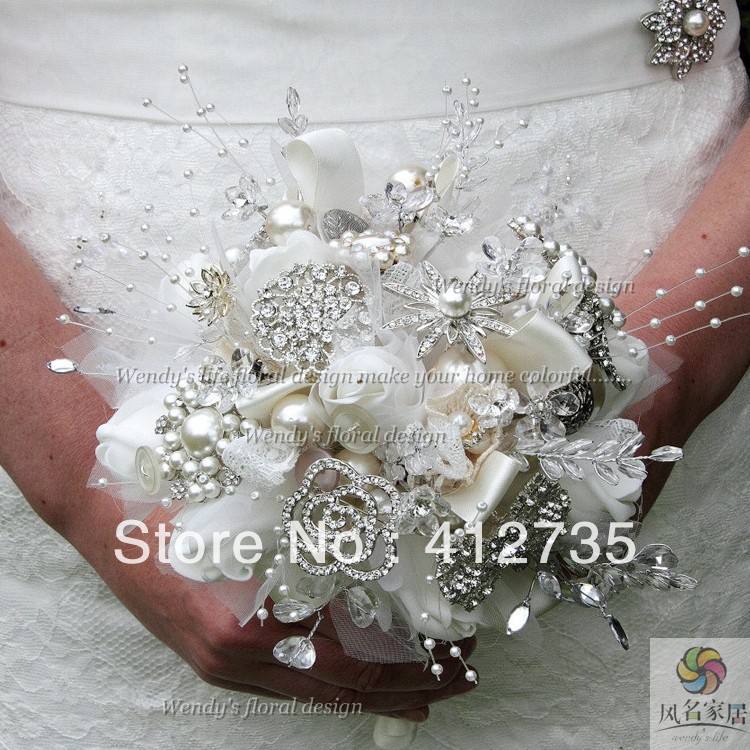 EMS Free Shipping,European popular Luxurious white fabric beadwork bride hand flowers/wedding bouquet/Photography Props
