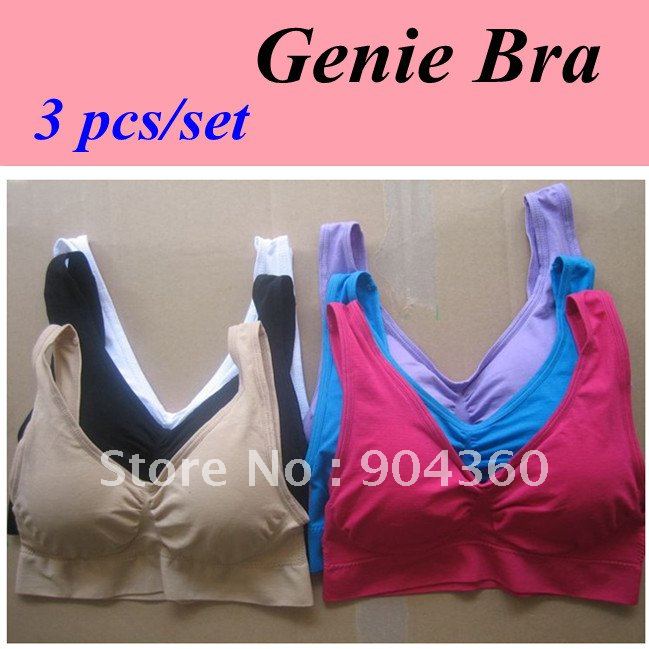 EMS Free shipping Genie Bra with removable pads Women's Two-double Vest Body shaper 3 pcs/set