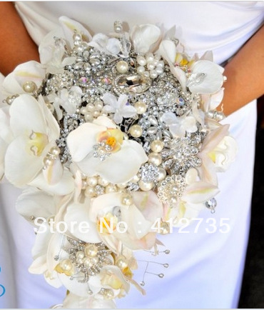 EMS Free shipping High-end custom DIY rhinestones brooch bride hand flowers/photography props wedding