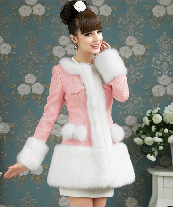 EMS Free shipping High Quality Korean Stylish Winter Warm Women's Trench Coat Jacket Long Sleeve wool Outwear