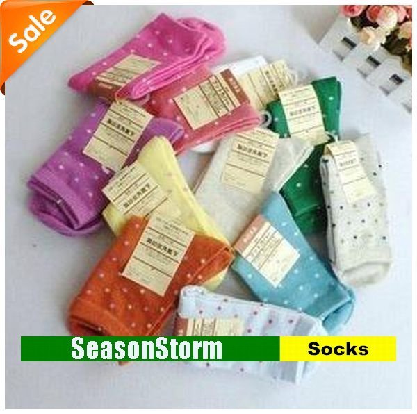 [EMS Free Shipping] Wholesale Womens High Quality Dot Pattery Cotton Tube Socks (SM-30E)