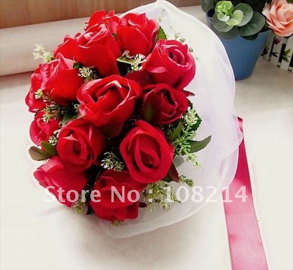 EMS Large Red Rose flower Ball Bridal Bouquets Bridal bouquet for wedding favor