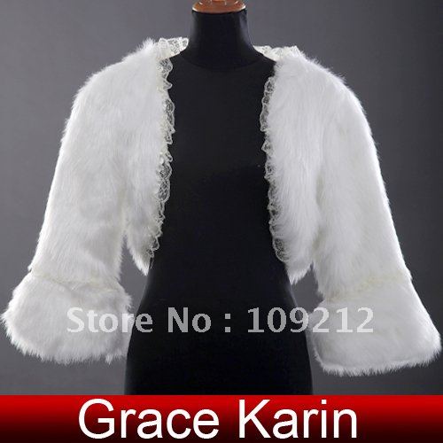EMS Shipping 2pcs/lot GK White Faux Fur Wedding Accessories Bridal Wrap Shawl Jacket Coat Bolero CL2624