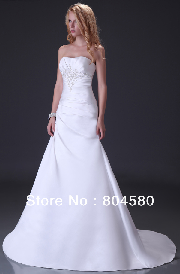 EMS Shipping GK Sexy Stock Strapless Satin Bride Beach Wedding Dress 8 Size CL3555