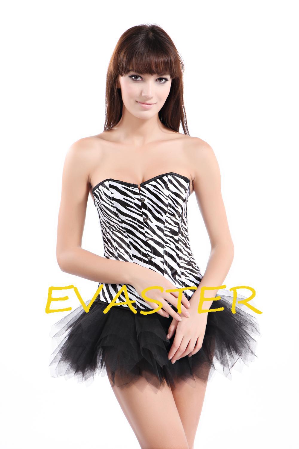 Enchanting Charming Strapless Zebra Stripe sexy corset with mini skirt