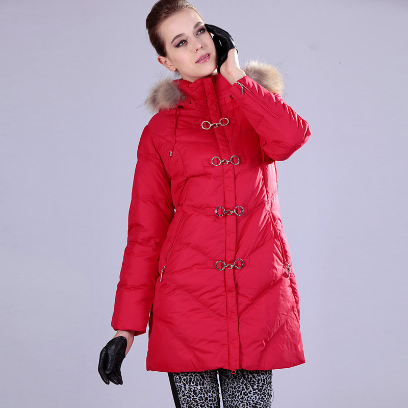 End of a single medium-long winter female fur collar thickening down coat