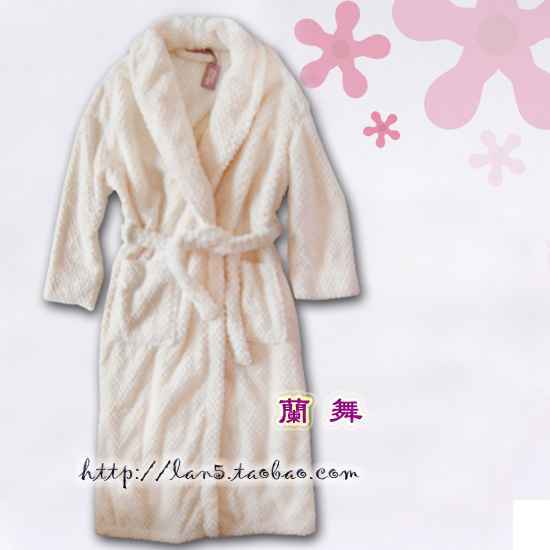 End of a single thickening medium-long women's coral fleece winter bathrobe robe collar