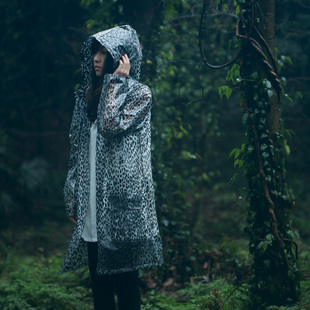 End of a single tpu leopard print paragraph adult raincoat poncho raincoat hooded leopard print lace