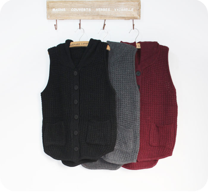 End of a single women's wool blending needle with a hood vest cardigan thick sweater vest Free Shipping