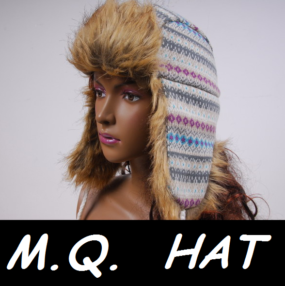 Entlefawn Women winter thermal protector plush ear cap lei feng cap cotton cap skiing hat