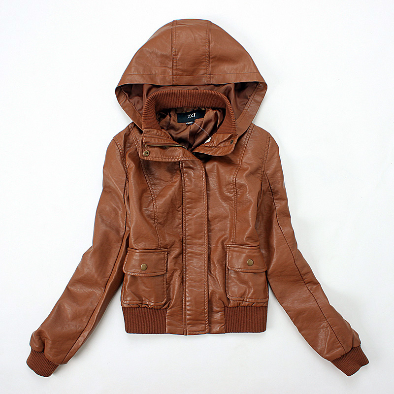 Eone fashion women's PU water washed leather clothing jacket outerwear motorcycle jacket
