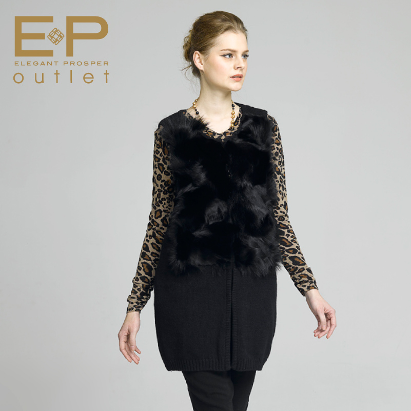 Ep women's 2012 winter black long design sleeveless sweater