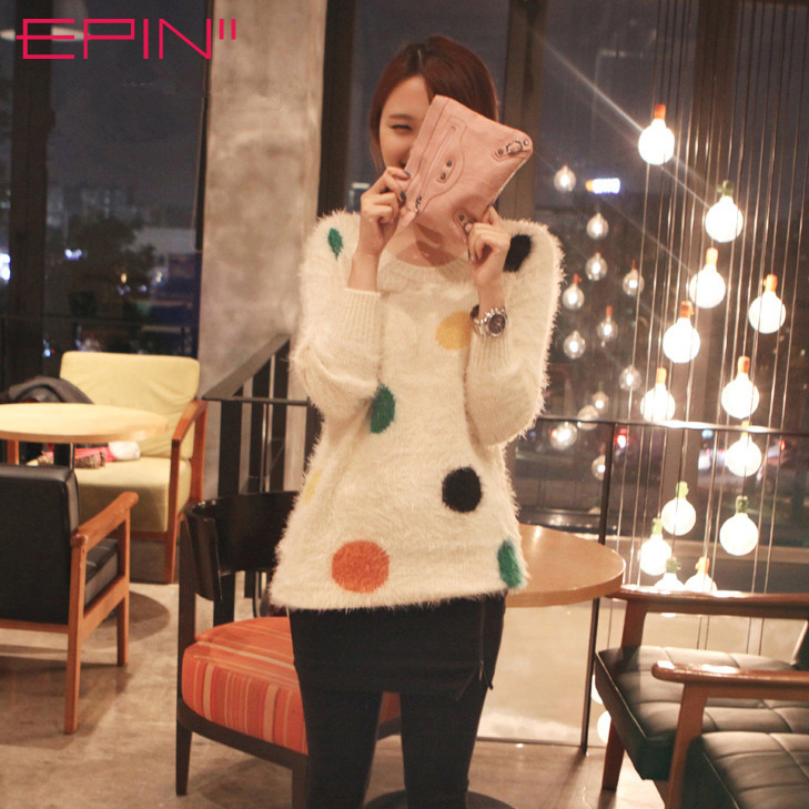 Epin11 winter thickening sweater female thermal slim medium-long pullover women's knitted basic sweater