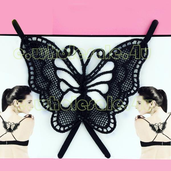 EQ5076 New Fashionable Lace Butterfly Bra Strap Lingerie Black