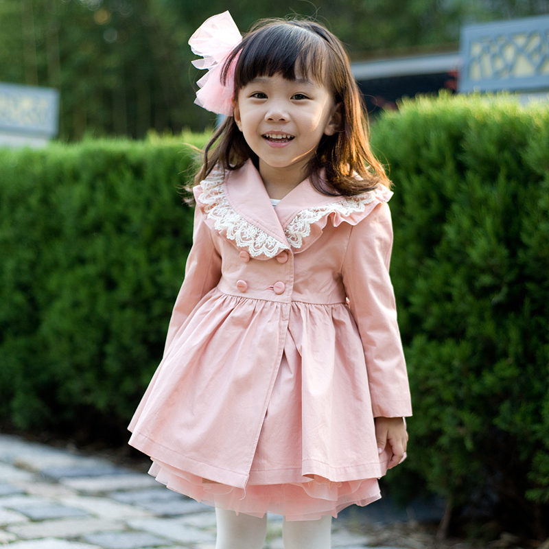 Esbeeli children's clothing female child spring child 2013 female child double breasted trench outerwear