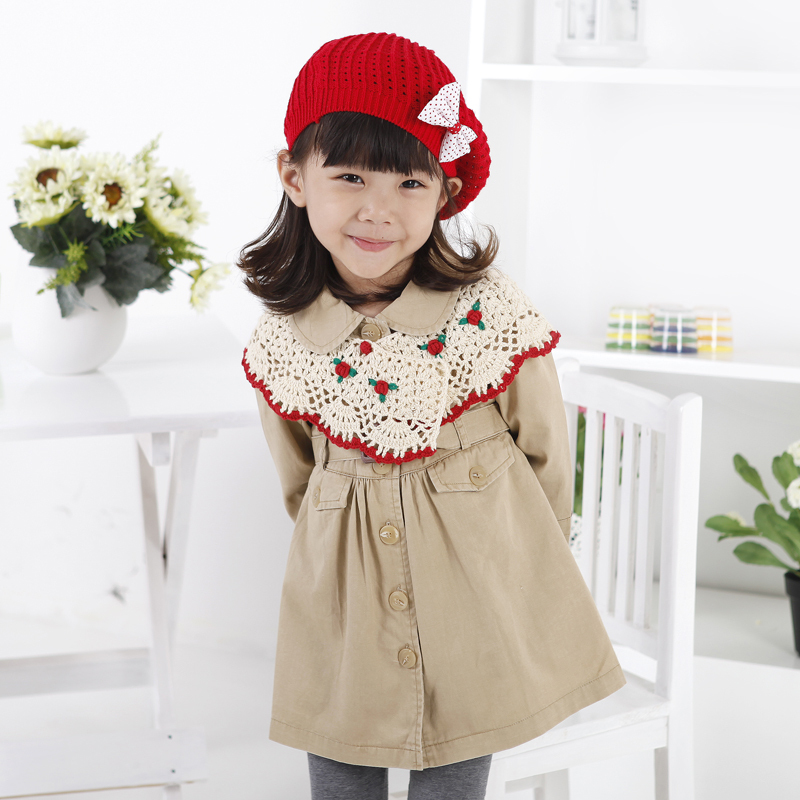 Esbeeli children's clothing spring 2013 embroidered cape female child personality trench outerwear