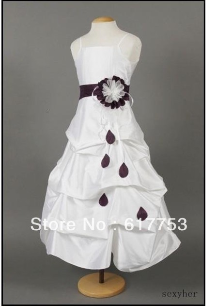 ET012 Elegant Childrens bridesmaid sleeveless flowers  princess flower girl dress