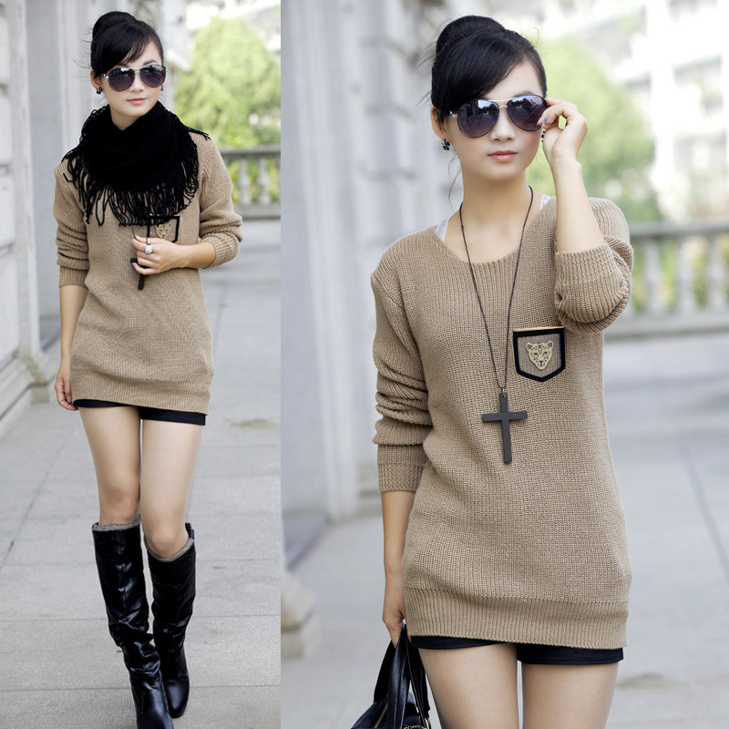 ETAM 2013 slim low o-neck cashmere sweater basic shirt knitted medium-long sweater female