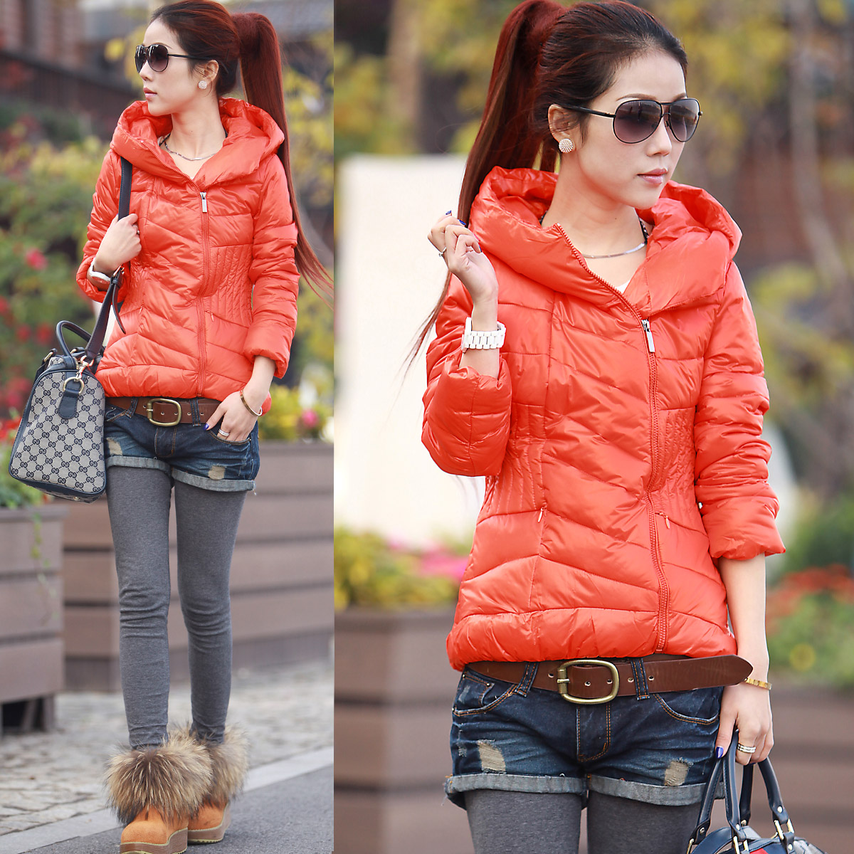 ETAM down coat female short design slim down coat female 2012