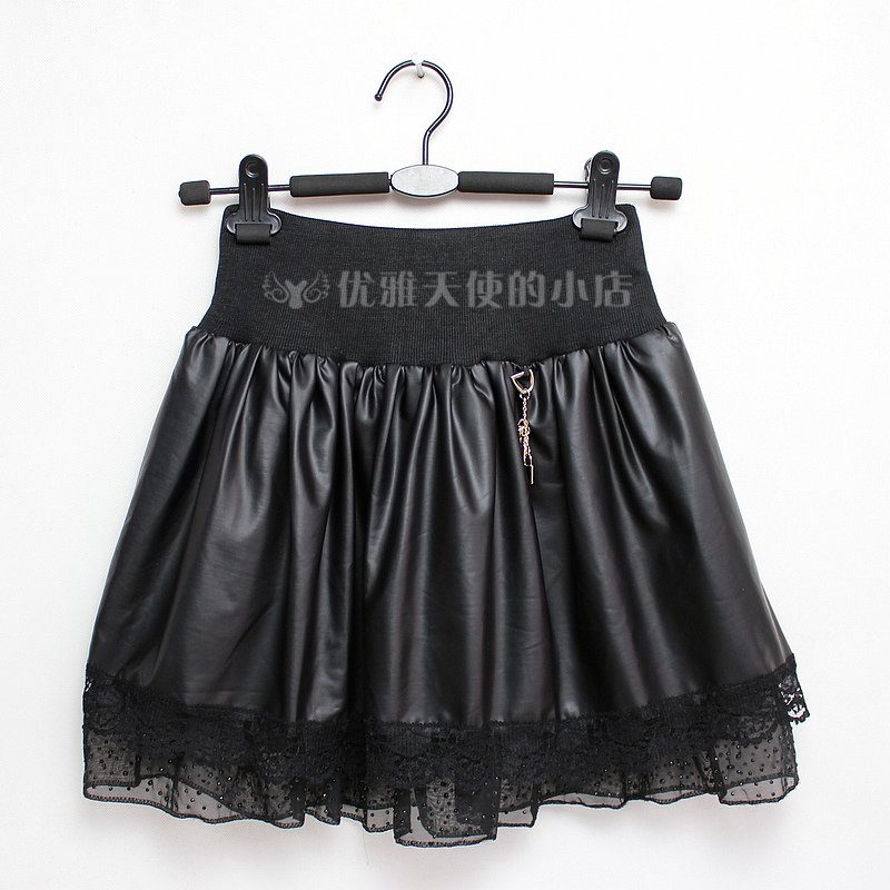 Europe and America cake skirt tutu skirts lace skirt 2012 autumn and winter women pu leather