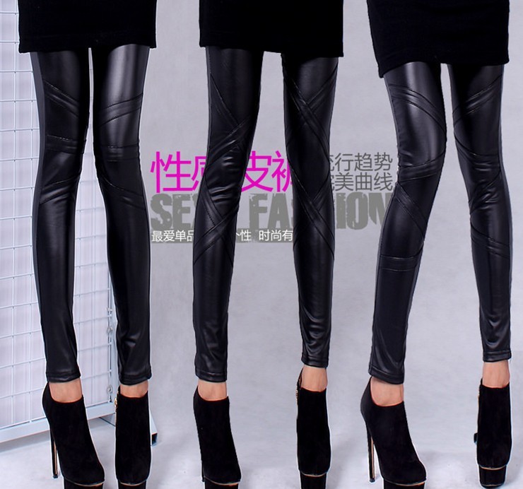 Europe and the United States and cashmere leather pants black thin leather leggings nine pants wholesale