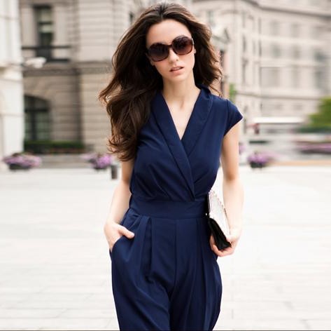 Europe and the United States sexy deep V-neck high  waist pants jumpsuit Romper