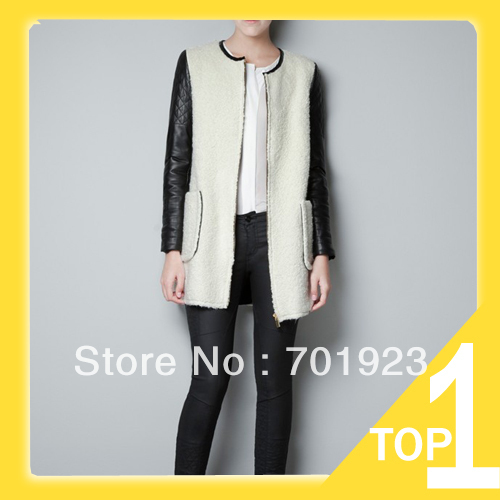 Europe Style Spell skin contrast color skin sleeve feather upset medium style overcoat Y6020