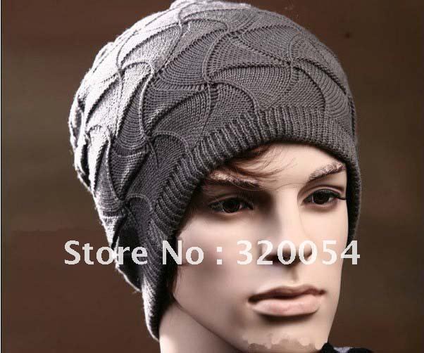 European and American style stripes thicken wool caps,30 * 27cm autumn and winter men's knit hats, multi-color, free shipping