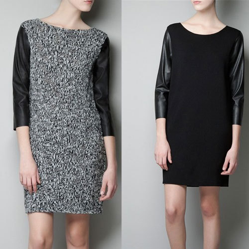 European new style pu leather three quarter sleeve blend cotton elegant slim ladylike ladies dress free shipping