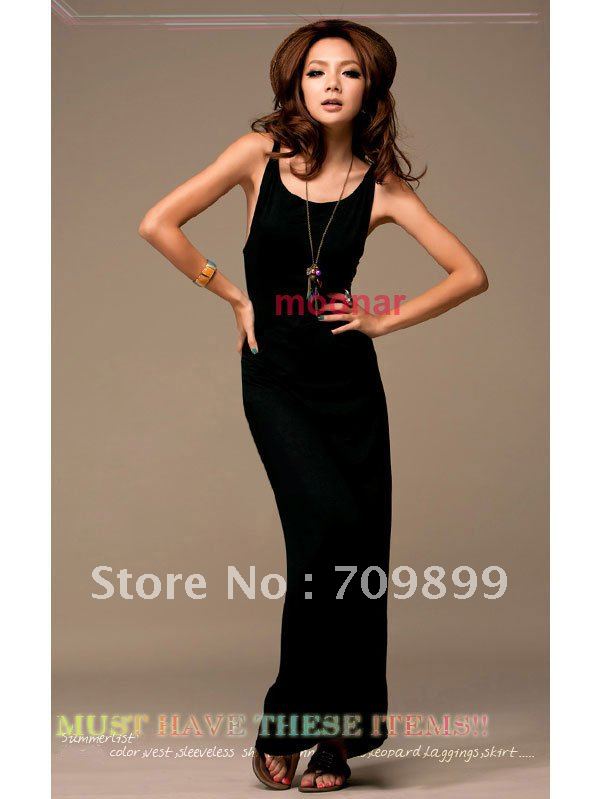 European style Black Sexy Women Backless back Deep V-neck Halter Long Maxi Dress Sleeveless was thin  beach  Evening E0366