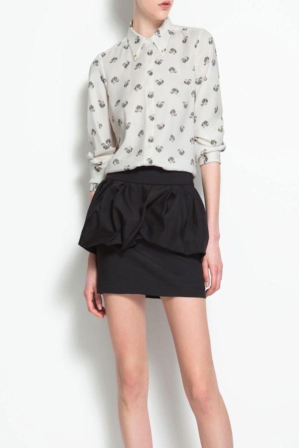 European Style Leopard Print Fashion Blouses Gloden Rivet  Collar White Chiffon Blouse