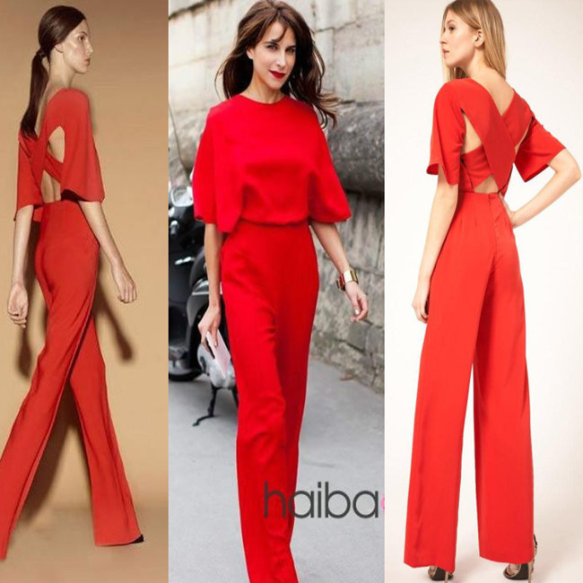 European style women fashion sexy backless romper jumpsuits wide leg pants,free shipping