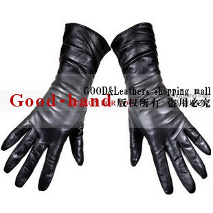 European version of the suede senior medium-long women's genuine leather gloves black 2261 Free Shipping