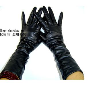 European version of the suede senior women's ultra long kneepad genuine leather gloves black 2145