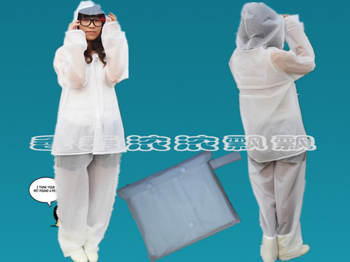 Eva whitest raincoat second generation hat brim double front fly double cuff breathable mesh raincoat rain pants set