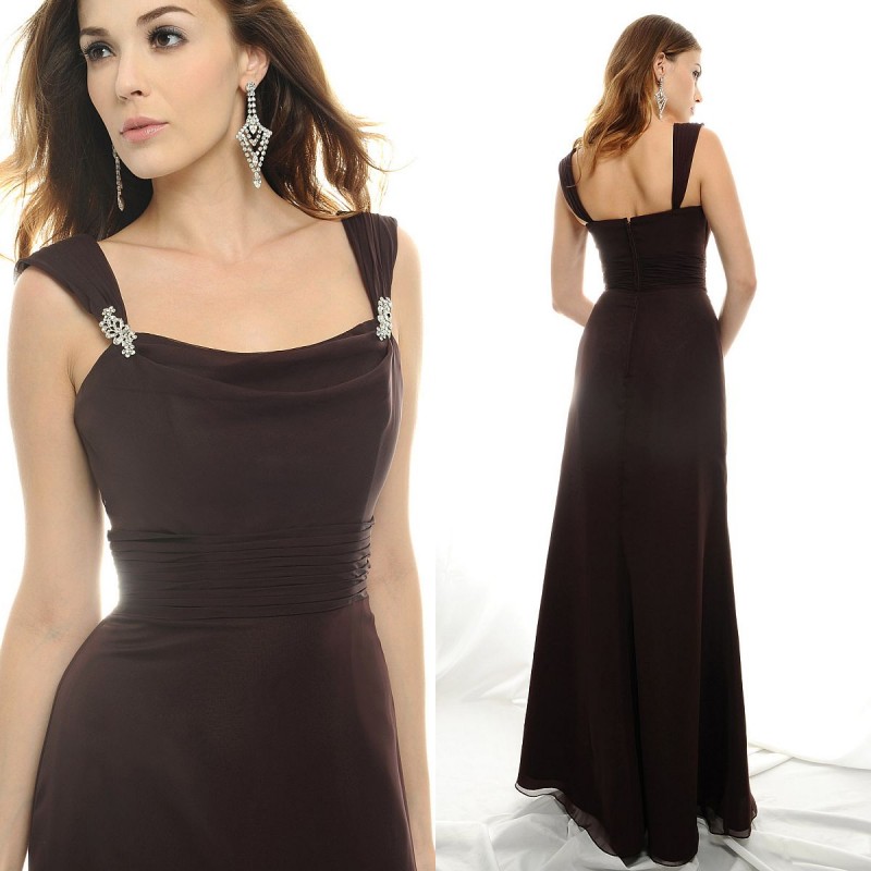 Evening dress double-shoulder spaghetti strap long design formal dress coffee chiffon formal dress he22