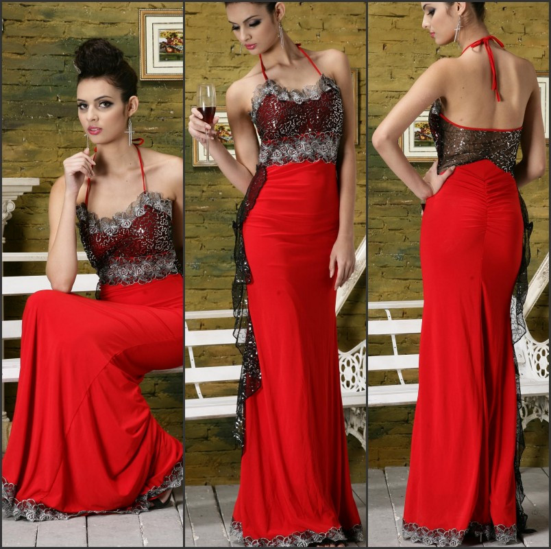 evening dresses evening dress red black color formal dress