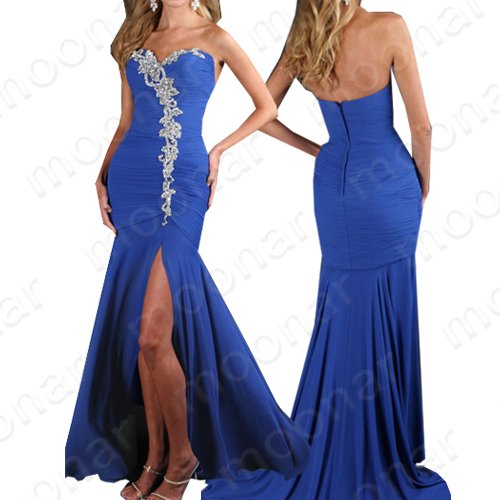 Evening Party Ball Gowns Wedding Bridesmaid Full Slim Strapless Dress LF048