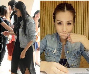 Evidenced 2013 women's denim coat turn-down collar denim top light color denim