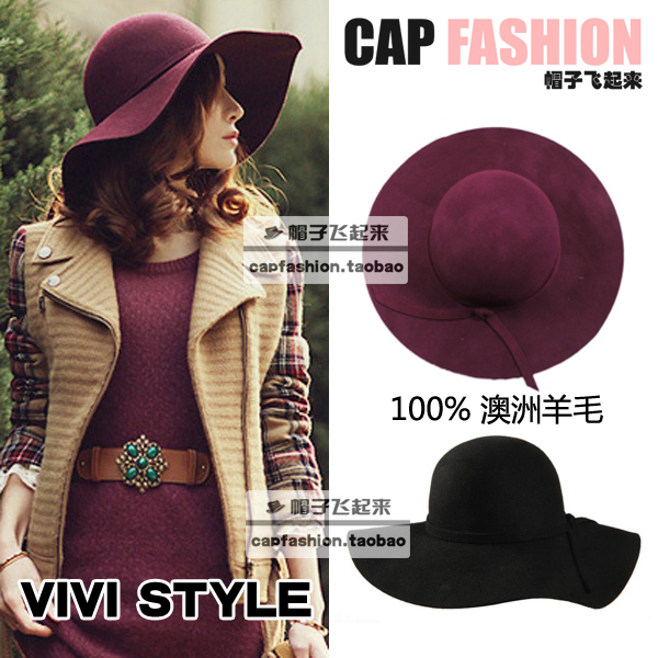 Evidenced pear fashion wave woolen fashion large brim hat dome hat autumn and winter female