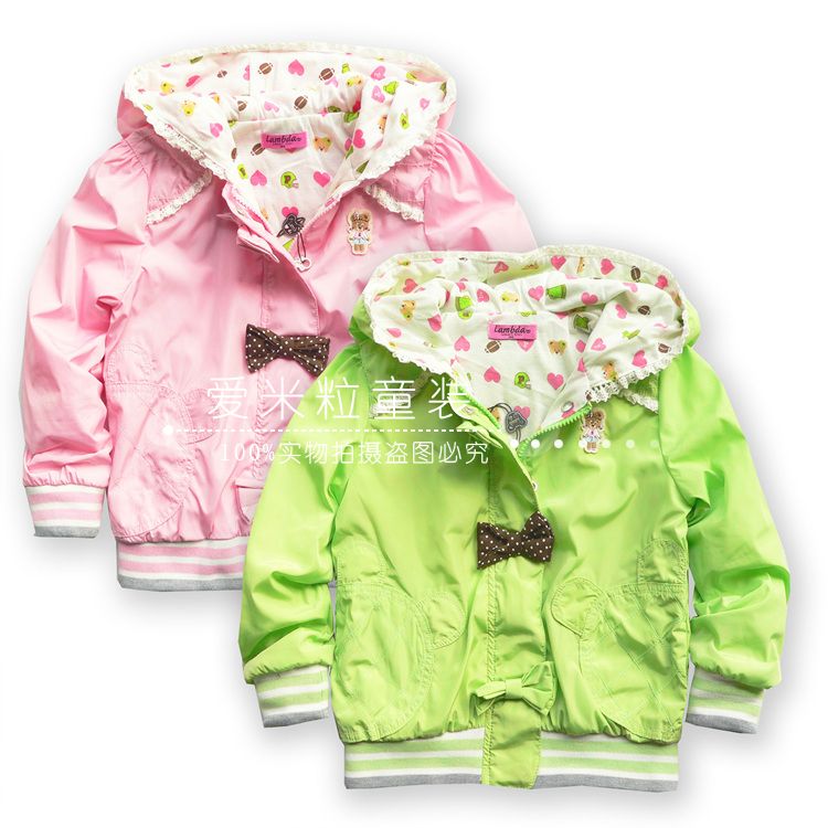 Excellent 2013 spring girls clothing bear child baby double layer with a hood outerwear jacket top cardigan cx003