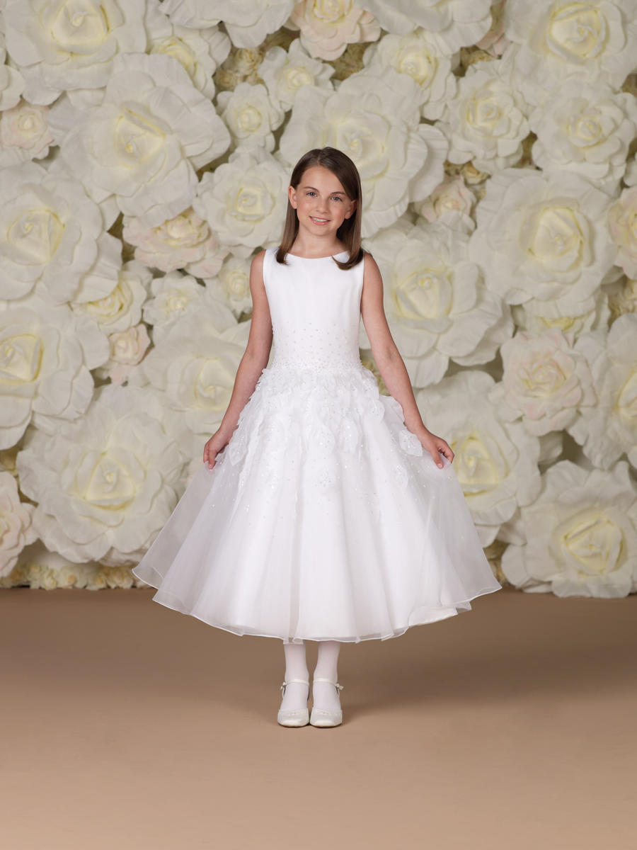 Excellent quality and reasonable price!jewel neckline a-line handmade flower beads a-line white flower girl dresses