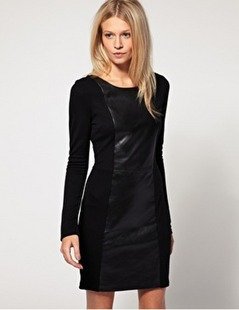 Excellent quality, AS-- same style leather patchwork spring, autumn&winter dress