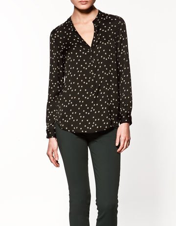 Exclusive Europe style, unique star printed long sleeve ladies shirt