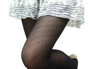 Explicit stovepipe dot twill jacquard pantyhose jacquard Stockings Black